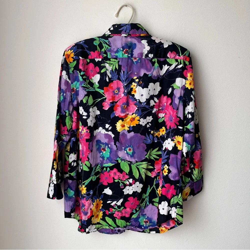 Lauren Ralph Lauren Women’s Floral 100% Cotton Shirt Size L - Picture 4 of 7